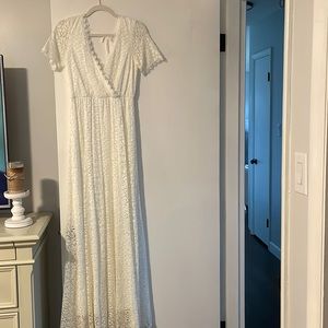 Baltic Born white lace maxi dress